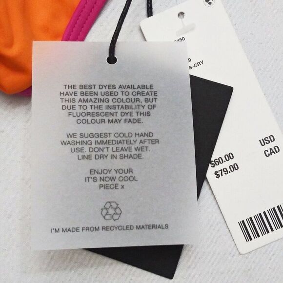 IT'S NOW COOL The 90s Duo Bikini Bottom Cheeky Bright Colorful Orange Sz L NWT - Picture 8 of 11